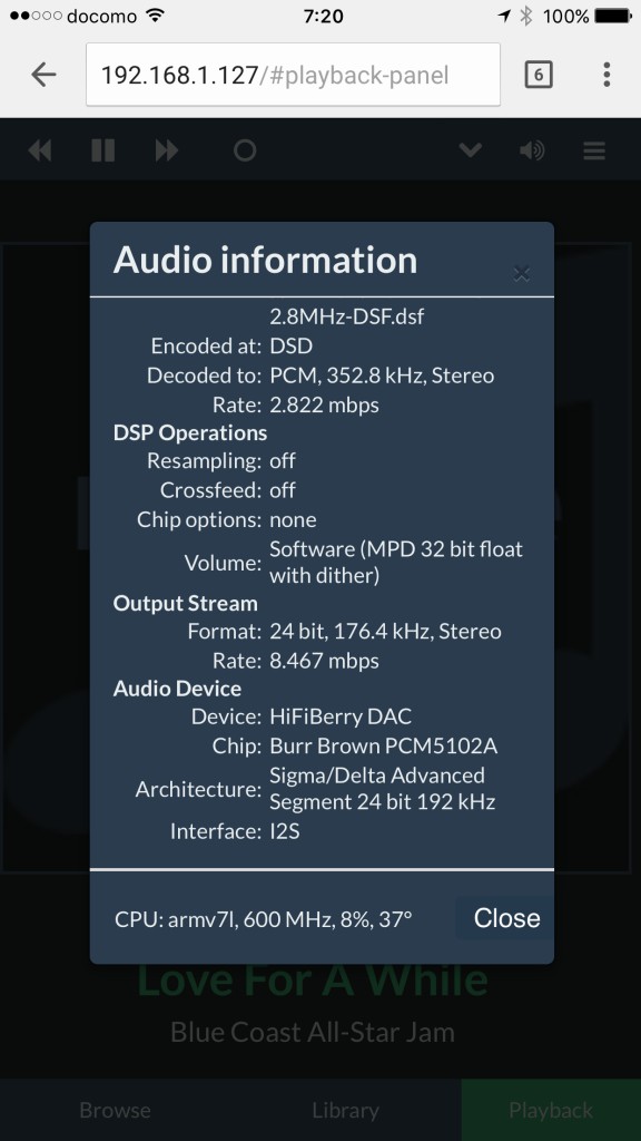Moode AudioでRaspberry Pi2+Raspberry Pi1用DACを鳴らそう
